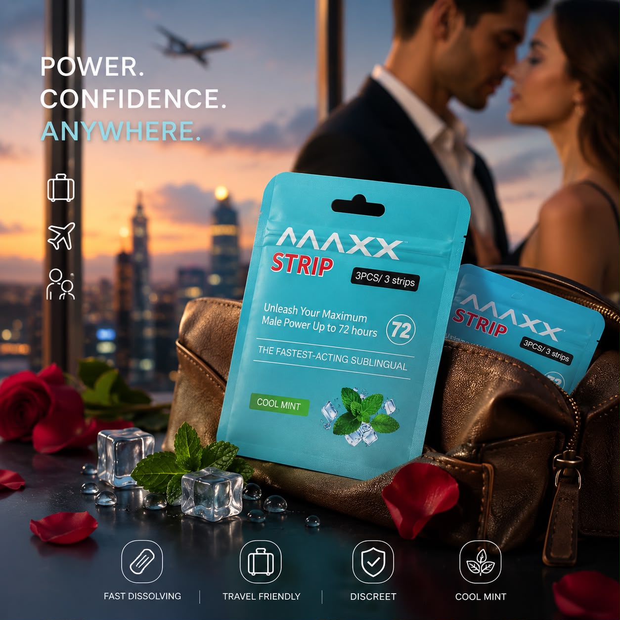 Maxx Chewable Strips - 72h Energy Boost, Organic Herbs & Mint