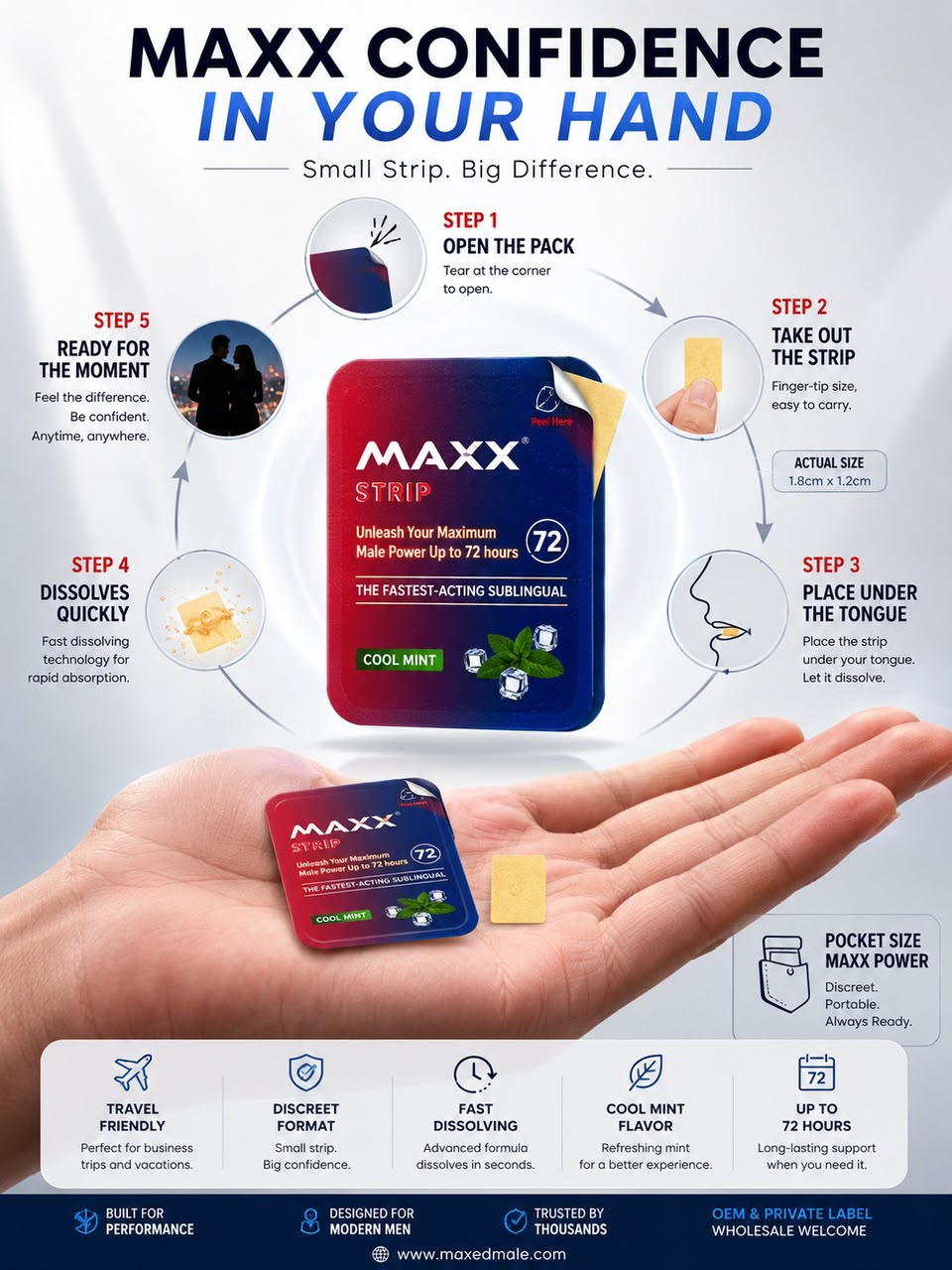 Maxx Chewable Strips - 72h Energy Boost, Organic Herbs & Mint