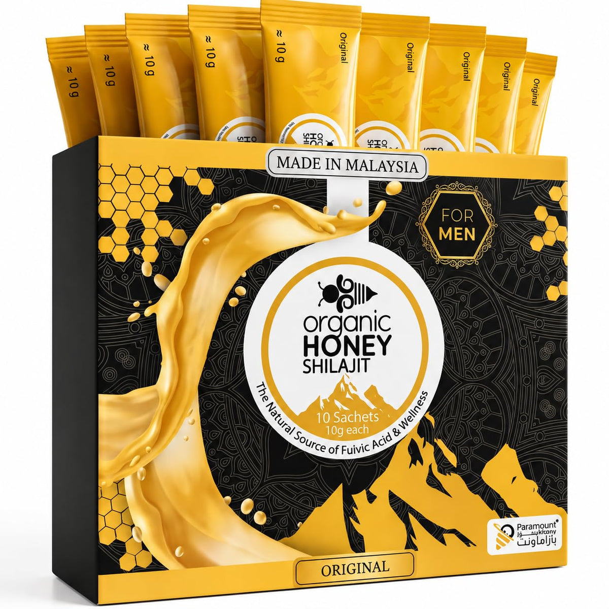 Paramount Organic Shilajit Honey with Clove & Cinnamon For-Men, (Pack of 10Sachets x 10g each)