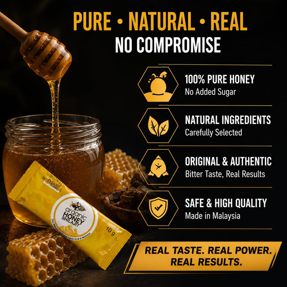 Paramount Organic Shilajit Honey with Clove & Cinnamon For-Men, (Pack of 10Sachets x 10g each)